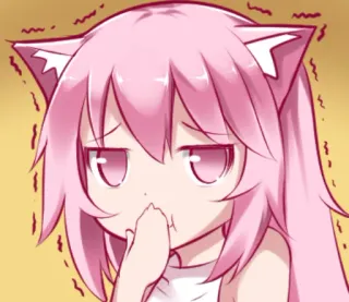 😝 Anime, Manga, Neko, Cheveux roses, Expression, Dessin animé telegram sticker