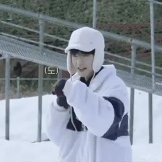 👊 (도) invierno, nieve, coreano, persona, blanco, exterior, lindo telegram sticker