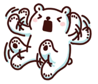 😫 곰, 만화, 흰곰, 동물, 귀여운, 웃긴 telegram sticker