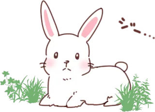 🐰 conejo, conejito, animal, lindo, hierba whatsapp sticker