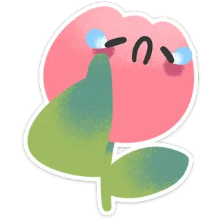 😢 花, 中指, 攻撃的, ジェスチャー, 漫画, 悲しい, 絵文字 telegram sticker