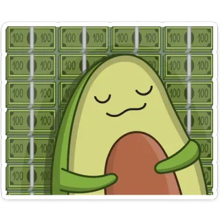 💸 100 Avocado, Geld, Hundert Dollarschein, Cartoon telegram sticker