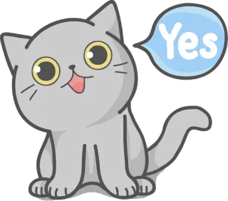 👍 Yes Katze, Kätzchen, süß, ja, positiv, Tier, grau telegram sticker