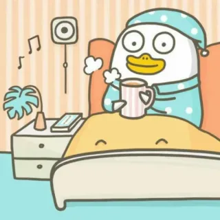 💨 bebek, tempat tidur, pagi, kopi, lucu, tidur telegram sticker