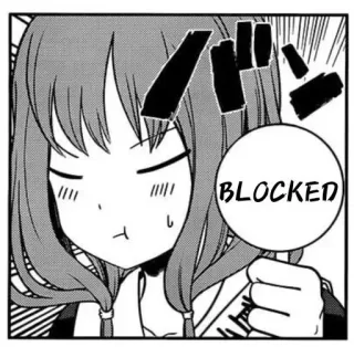 😤 BLOCKED заблокировано, девушка аниме, манга, блокировка, ограничение whatsapp sticker