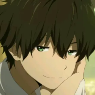 🍃 Houtarou Oreki Hyouka アニメ, 氷菓, 折木奉太郎, キャラクター, 緑色の目, 怠惰, アニメーション telegram sticker