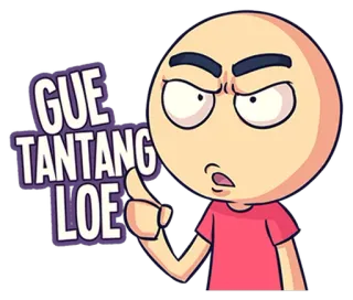 😈 GUE TANTANG LOE desenho animado, desafio, indonésio, adesivo telegram sticker