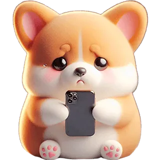 🥺 corgi, cachorro, fofo, triste, telefone, animal, desenho, adesivo telegram sticker