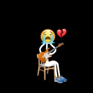 😭 Emoji, Triste, Chitarra, Cuore spezzato, Pianto, Musica telegram sticker