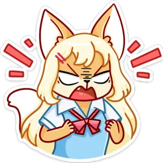 😡 怒り, アニメ, 漫画, キツネ, イライラ, 怒り, 不満, 不機嫌 whatsapp sticker