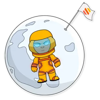 🌝 우주비행사, 달, 우주, 탐험, 깃발, 만화, 우주복 telegram sticker