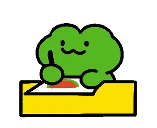 💚 Frosch, Zeichnung, Schreiben, Cartoon, süß, Illustration whatsapp sticker