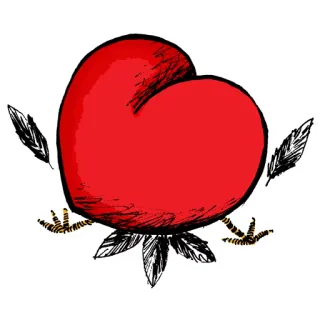 ❤ heart, red, wings, feathers, bird, love, romantic, doodle telegram sticker