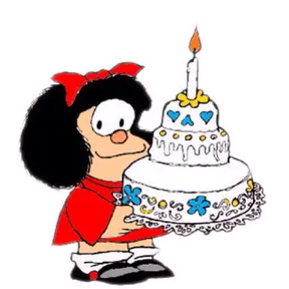 🎂 Mafalda Cartoon, Kuchen, Geburtstag, Mädchen, Figur whatsapp sticker
