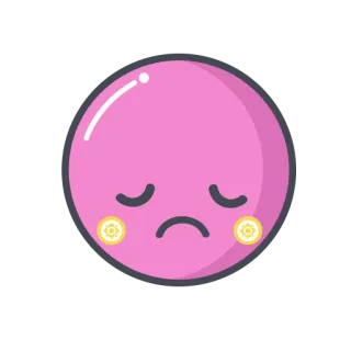 😞 triste, emoticon, sticker, carino, rosa, faccia, bolla telegram sticker