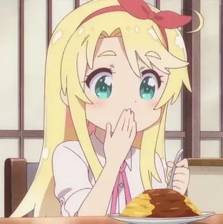 🎐 Anime, Chica, Lindo, Omurice, Comiendo telegram sticker