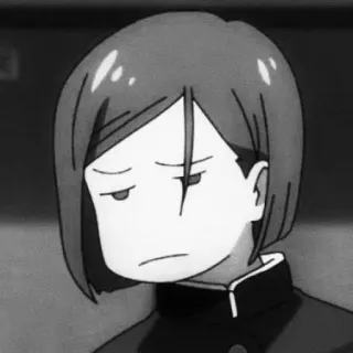 🎱 Yuta Okkotsu Jujutsu Kaisen Anime, Manga, Yuta Okkotsu, Jujutsu Kaisen, Serio, Blanco y Negro, Sticker telegram sticker