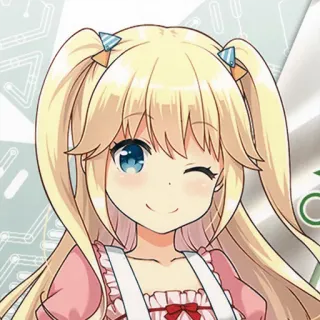 😉 garota anime, fofa, cabelo loiro, piscando, desenho animado, ilustração telegram sticker