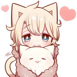 🥰 gatto, carino, anime, cuori, kawaii, adesivo, cartone animato whatsapp sticker