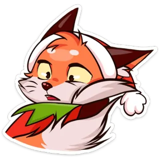 😬 renard, dessin animé, autocollant, mignon, animal, noël, fêtes telegram sticker