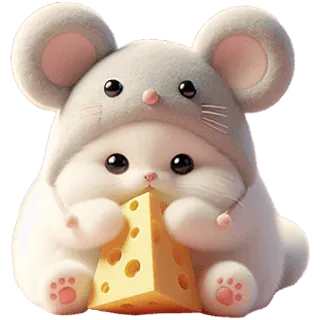 🧀 หนู, แมว, สัตว์, น่ารัก, คาวาอิ, ชีส whatsapp sticker