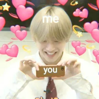 🤡 me you hearts, love, kpop, happy, selfie, relationship telegram sticker