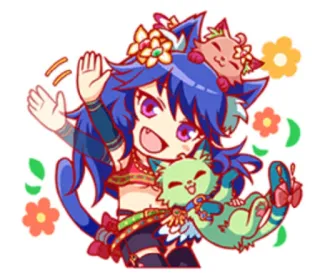 👋 Animé, Chat, Kawaii, Dessin animé, Autocollant, Fille, Mignon telegram sticker