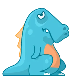 😥 dinosaur, cartoon, animal, blue, cute, sticker telegram sticker