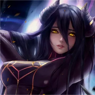 📍 Albedo Overlord 动漫, 恶魔, 幻想, 角, Overlord, 雅儿贝德 telegram sticker
