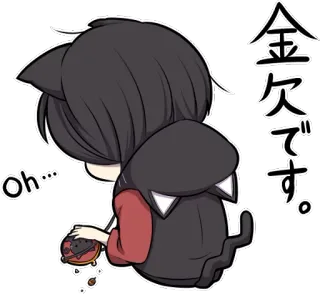 🙁 金欠です。
Oh... Anime, Imut, Telinga kucing, Sedih, Kawaii, Manga telegram sticker