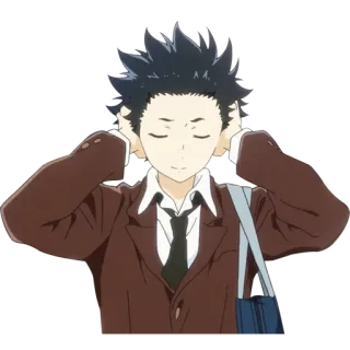 🙉 Shoya Ishida A Silent Voice anime, deaf, sad, movie telegram sticker