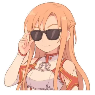 😎 Asuna Yuuki Sword Art Online Аниме, Девушка, Солнцезащитные очки, Sword Art Online, Асуна, Юки, Каваий whatsapp sticker