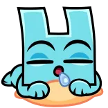 😴 lettera h, dormire, cartoni animati, alfabeto, blu, cuscino, carino telegram sticker