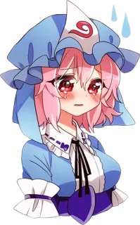 😭 Аниме, Милый, Девушка, Розовые волосы, Синий, Мультфильм, Персонаж telegram sticker