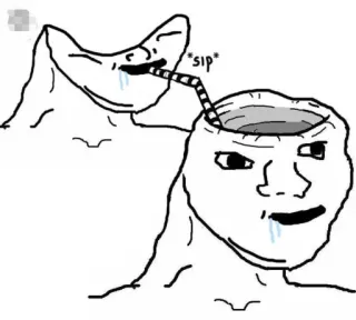 😂 Wojak *sip* มีม, ดื่ม, จิบ, ว่างเปล่า, สมอง, ตลก telegram sticker