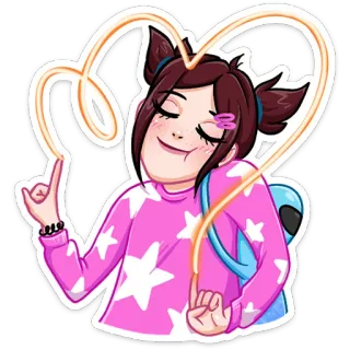 ✌️ cartoon, girl, sticker, heart, stars telegram sticker