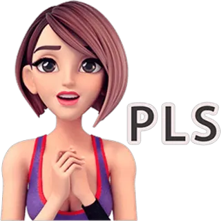 🙏 PLS просьба, мольба, анимация, мультфильм, женщина, просить telegram sticker
