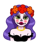 😃 Dia de los Muertos, Jour des Morts, Catrina, Squelette, Tête de mort mexicaine, Fleurs, Culture mexicaine telegram sticker