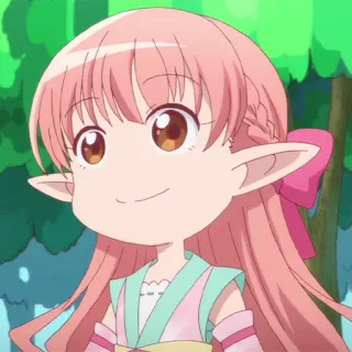 🎀 anime, elfo, cabelo rosa, desenho animado, fofo telegram sticker