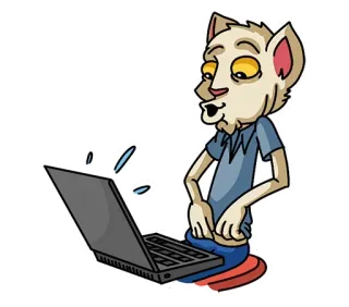 🥴 cat, computer, laptop, animal, cartoon telegram sticker