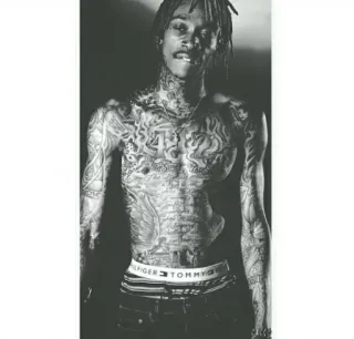 🔥 Wiz Khalifa tattooed, rapper, celebrity, music, portrait telegram sticker