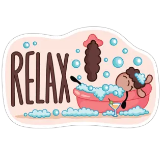 😊 RELAX relax, sheep, bath, bubbles, cartoon, animal whatsapp sticker