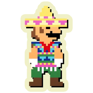 🤴 Mario mario, sombrero, mexicain, pixel art, jeu vidéo, italien telegram sticker