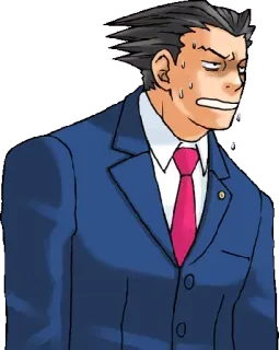 😓 Phoenix Wright Ace Attorney 緊張, 汗, 弁護士, アニメ, 裁判官 telegram sticker