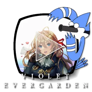 ▶️ Violet Evergarden, Mordecai Violet Evergarden, Regular Show VIOLET EVERGARDEN anime, tv show, gun, cartoon, characters, bird telegram sticker