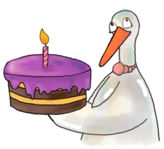 🎂 생일, 케이크, 거위, 축하, 동물, 만화 telegram sticker