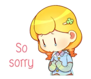 😢 So sorry ごめん, 謝罪, 悲しい, かわいい, 女の子, アニメ, 後悔 whatsapp sticker