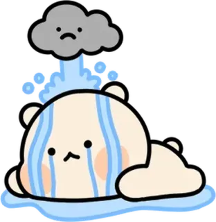 😭 triste, piangere, orso, nuvola, cartone animato, emotivo, carino telegram sticker