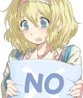 ❌ NO anime, girl, blond, no, denial telegram sticker