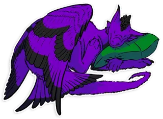 💤 furry, aviaire, endormi, violet, oreiller, créature aviaire whatsapp sticker
